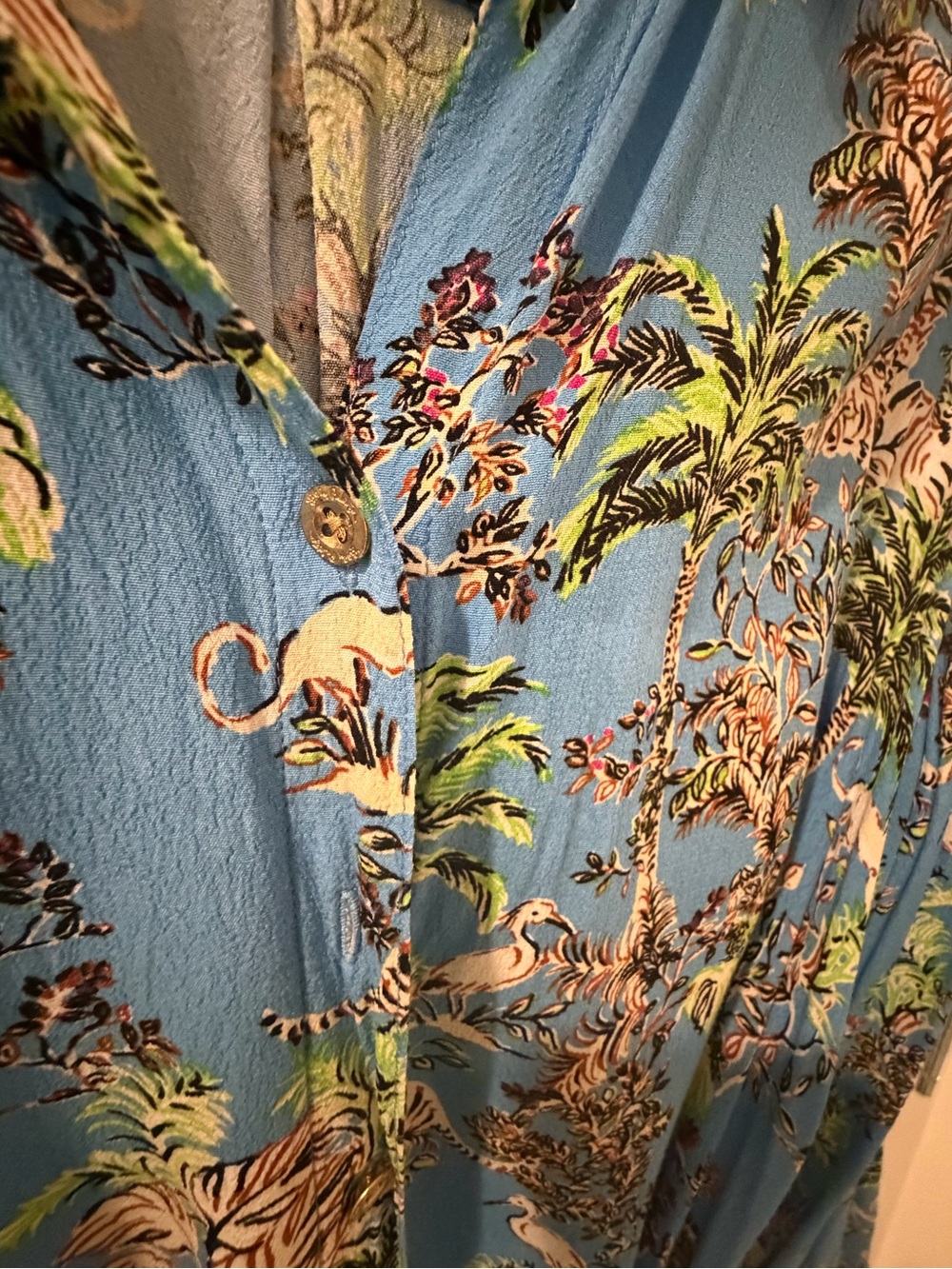 Lilly Pulitzer Blue Tropical Print Long-Sleeve  Dress - Picture 3 of 11